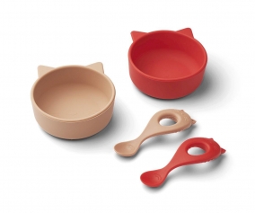 Set Boles y Cucharas Evan Cat Apple Red Tuscany Rose Mix