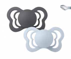 2 Chupetes BIBS Couture Iron/Baby Blue Silicona