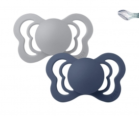 2 Chupetes BIBS Couture Cloud/Steel Blue Silicona