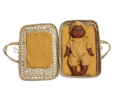 Maleta Mimbre para Muecas Bobble Mostaza