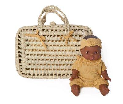 Maleta Mimbre para Muecas Bobble Mostaza