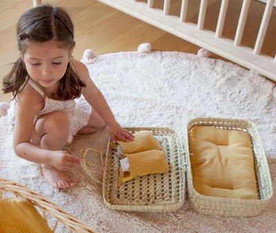 Maleta Mimbre para Muecas Bobble Mostaza