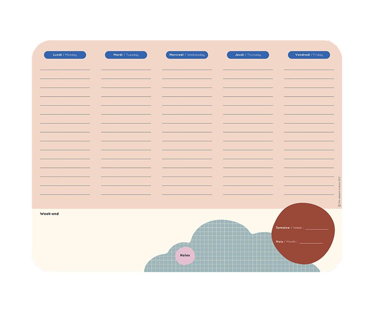 Lámina Imantada Planner Semanal Nube Azul