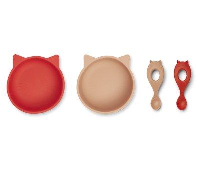 Set de taas e colheres Evan Cat Apple Red Tuscany Rose
