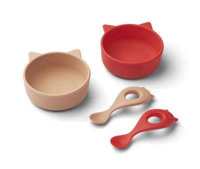 Set de taas e colheres Evan Cat Apple Red Tuscany Rose