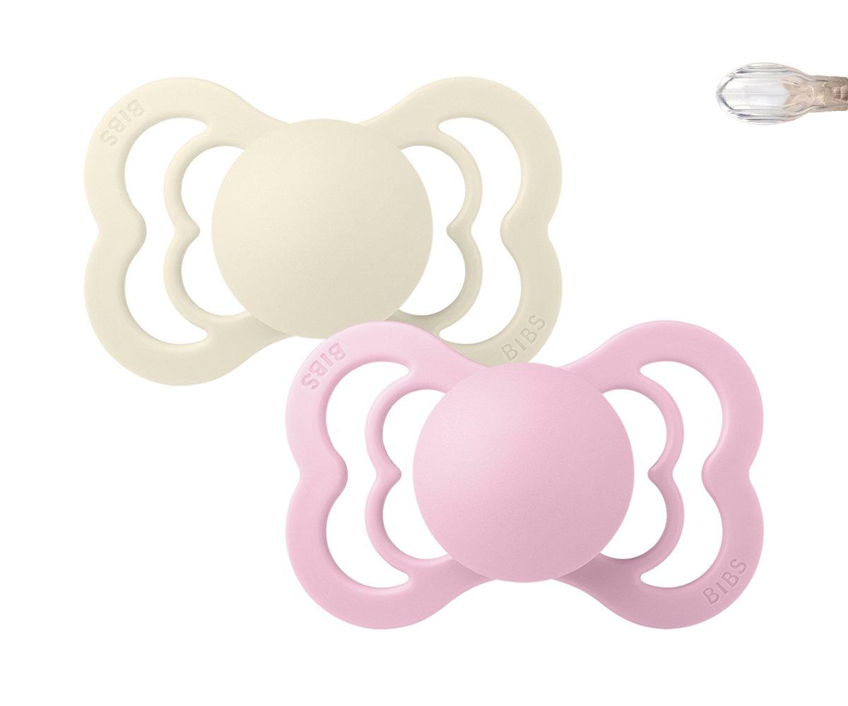 Pack 2 Succhietti BIBS Supreme Ivory/Baby Pink Silicone