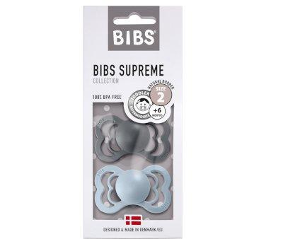 2 Chupetas Bibs Supreme Latx Iron/Baby Blue