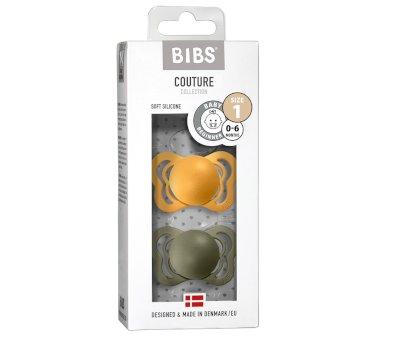 2 Chupetas BIBS Couture Silicone Honey Bee/Olive