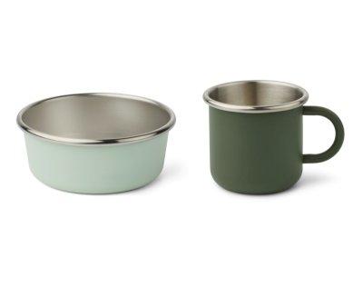Chandler set Hunter green/dusty mint mix