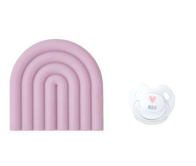 Pack Chupete Personalizado+Mordedor Rainbow Mauve