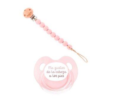 Coffret cadeau Attache-sucette Tu me plais de la tte aux pieds rose