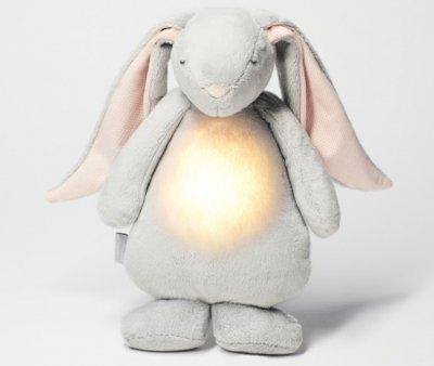 Peluche Luz-Sonido Conejo Moonie Gris Claro Personalizable