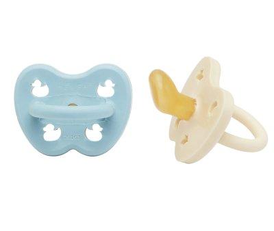 2 Chupetas Borracha Hevea Baby Blue/Milky White 0-3m