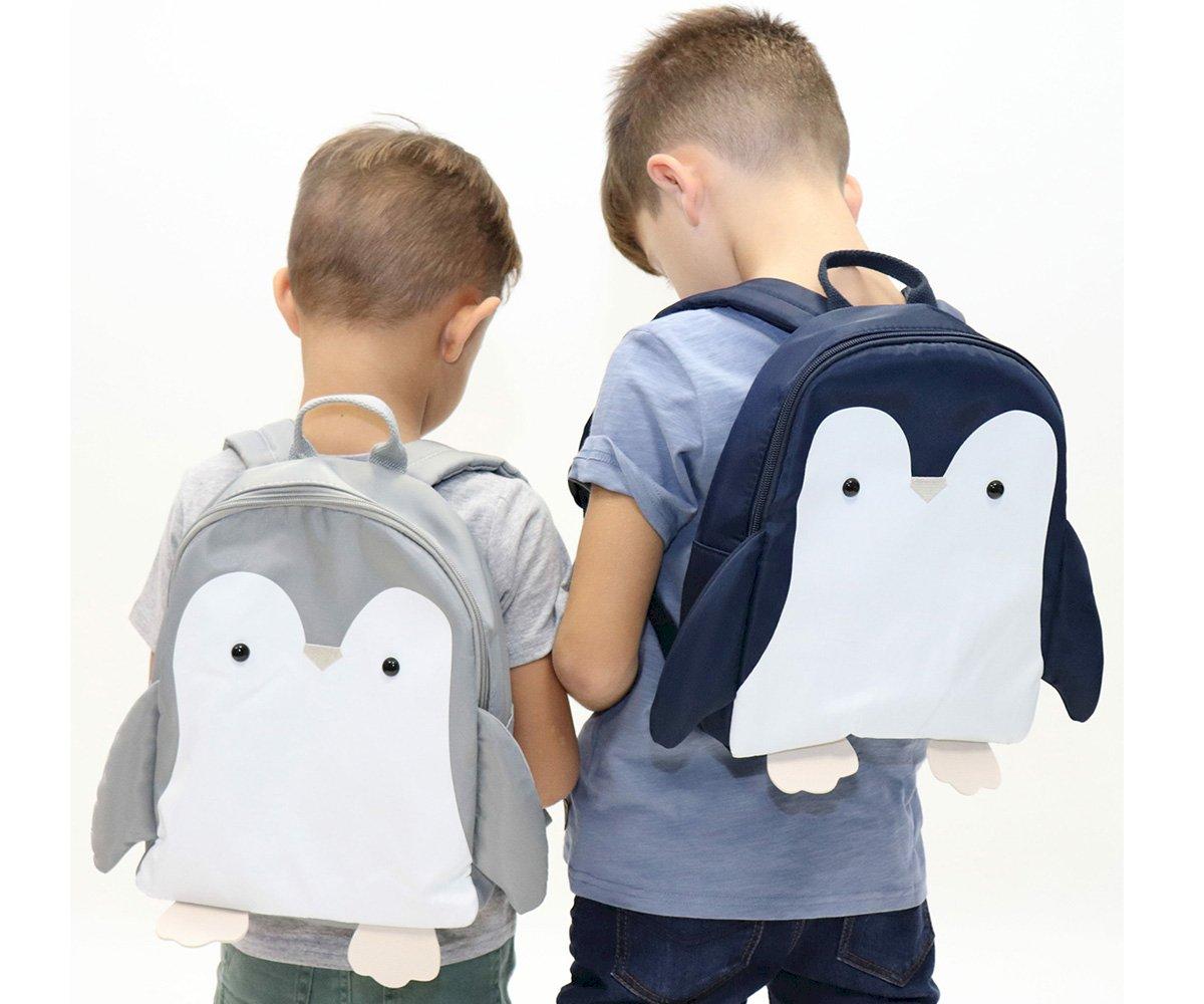 Mochila Infantil Miyu Pingüino Gris Personalizable