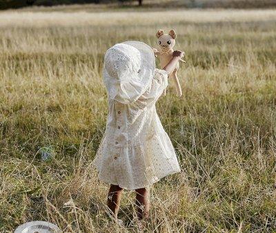 Beach Hat with Embroidered Broderie Anglaise
