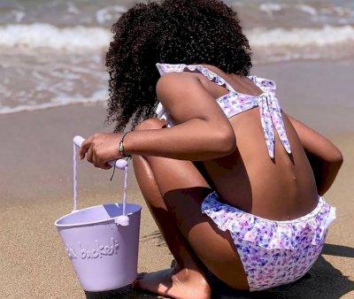 Cubo de Playa de Silicona Mostaza