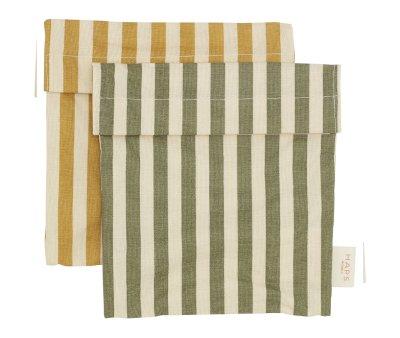 2 Food Containers Marine Stripes Mustard/Olive