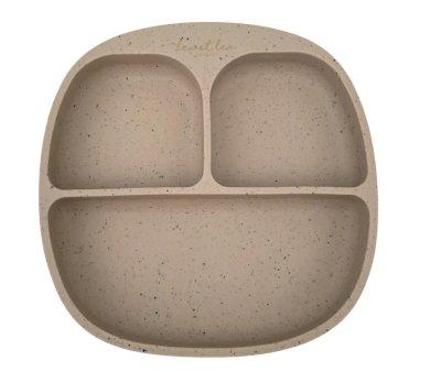 Assiette en silicone avec compartiments et ventouse Shell Beige