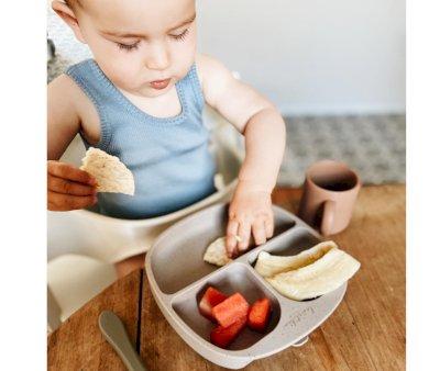 Assiette en silicone avec compartiments et ventouse Shell Beige