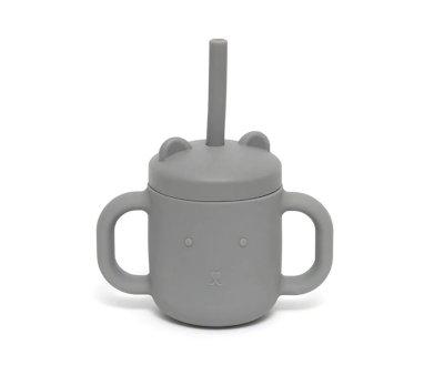 Tazza Silicone con Manici e Cannuccia Pewter Green