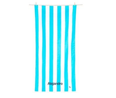 Extra Large Beach Towel Microfiber Cabana Pastel Blue Personalised