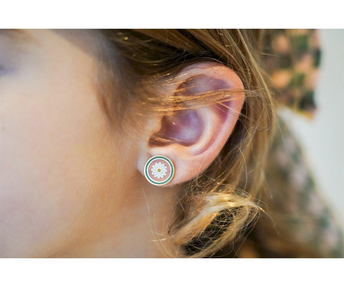 2 Paires De Boucles D'oreilles Pour Enfants En émail Ying Yang+Peace Sign