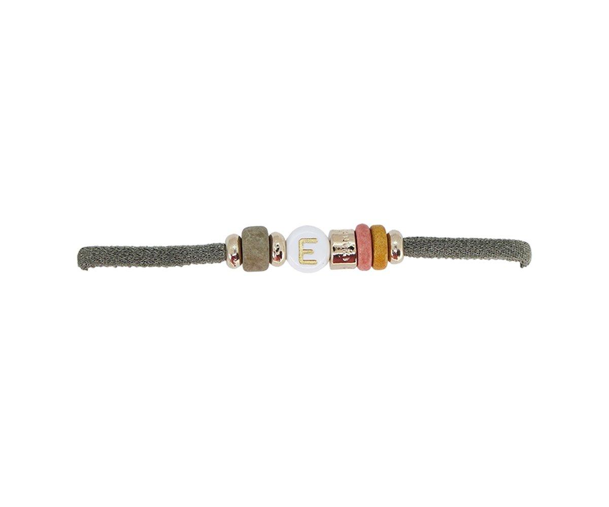 Bracelet élastique 1 Initiale Kaki