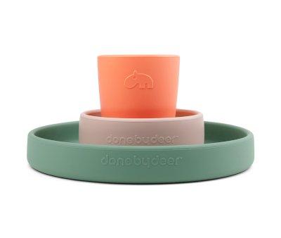 Vajilla de Silicona Croco Green/Powder/Coral
