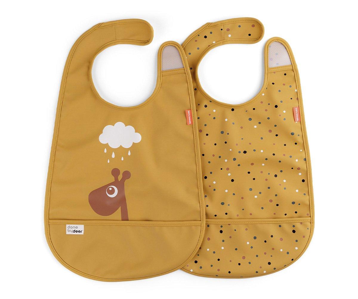 2 Bavoirs Deer Raffi Mustard