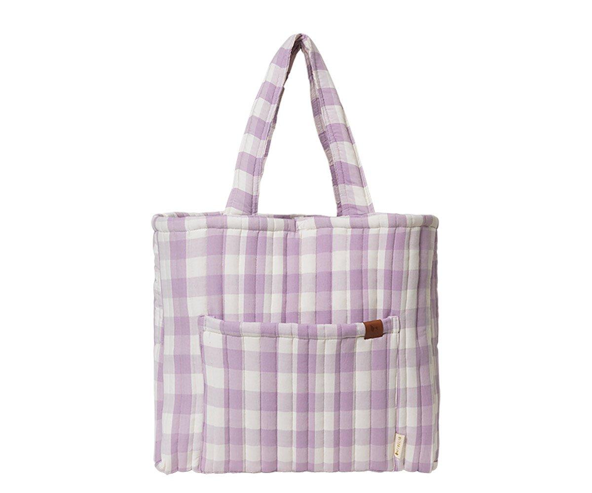 Borsa Tote Bag Trapuntata Lilac Checks