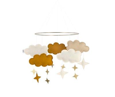 Crib Mobile Fantasy Clouds Honey Mustard