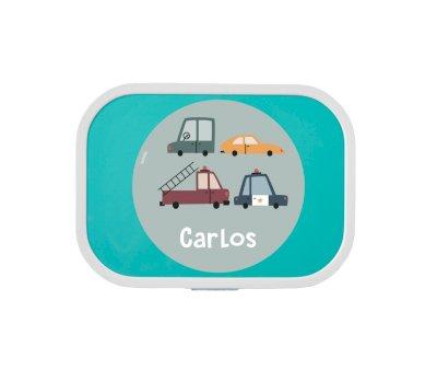 Caja Almuerzo Midi Campus Turquesa Vintage Cars Personalizada