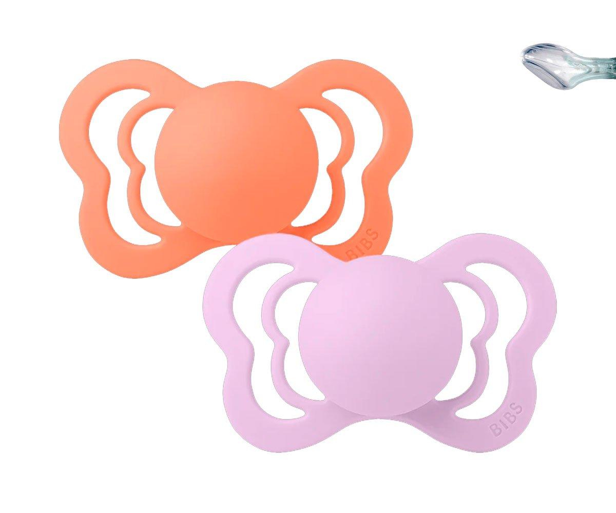 2 Sucettes BIBS Couture Papaya/Ciel Violet en Silicone - Tutete