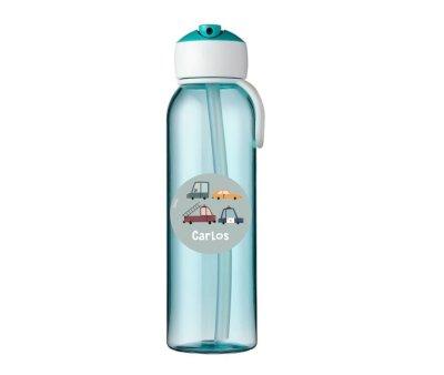 Bouteille Campus Flip-Up personnalisée Turquoise 500 ml Vintage Cars 