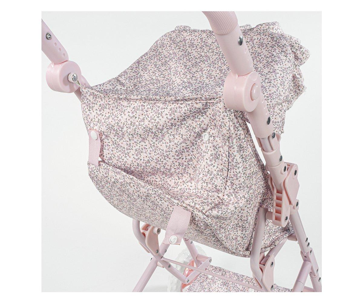 Poussette Avec Sac Lili Flowers Pink Pour Poupées