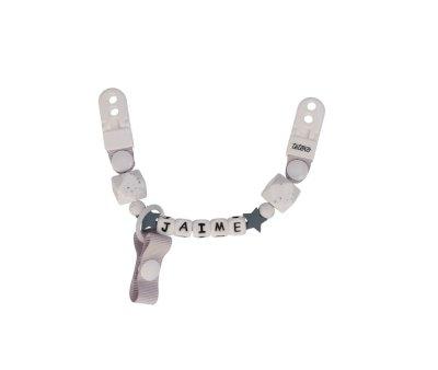 Chupetero Broche Silicona Gris Personalizado