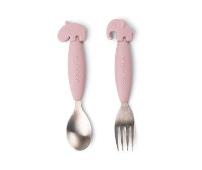 2 Cubiertos Antideslizantes Deer Friends Rosa Empolvado