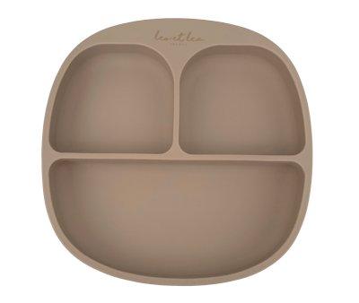 Plato Silicona con Compartimentos y Ventosa Beige