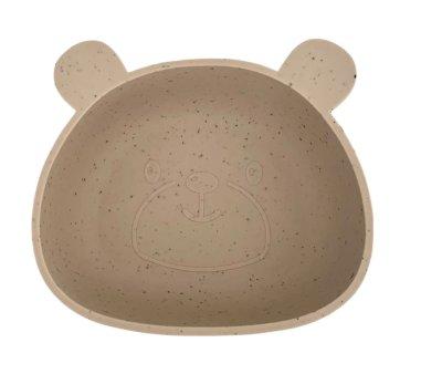 Bol en forme d'ours beige avec ventouse