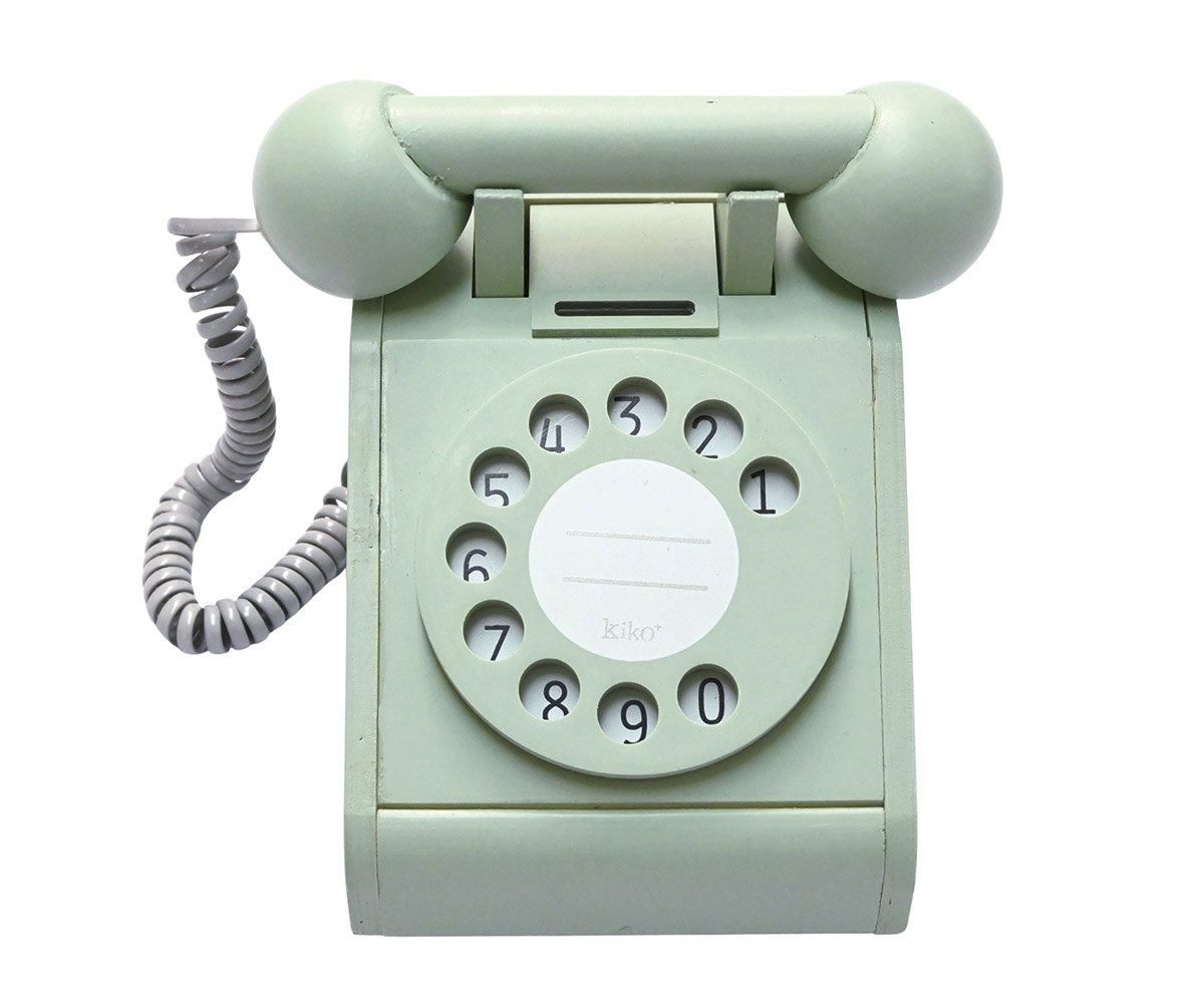 Telefone De Madeira Retrô Verde