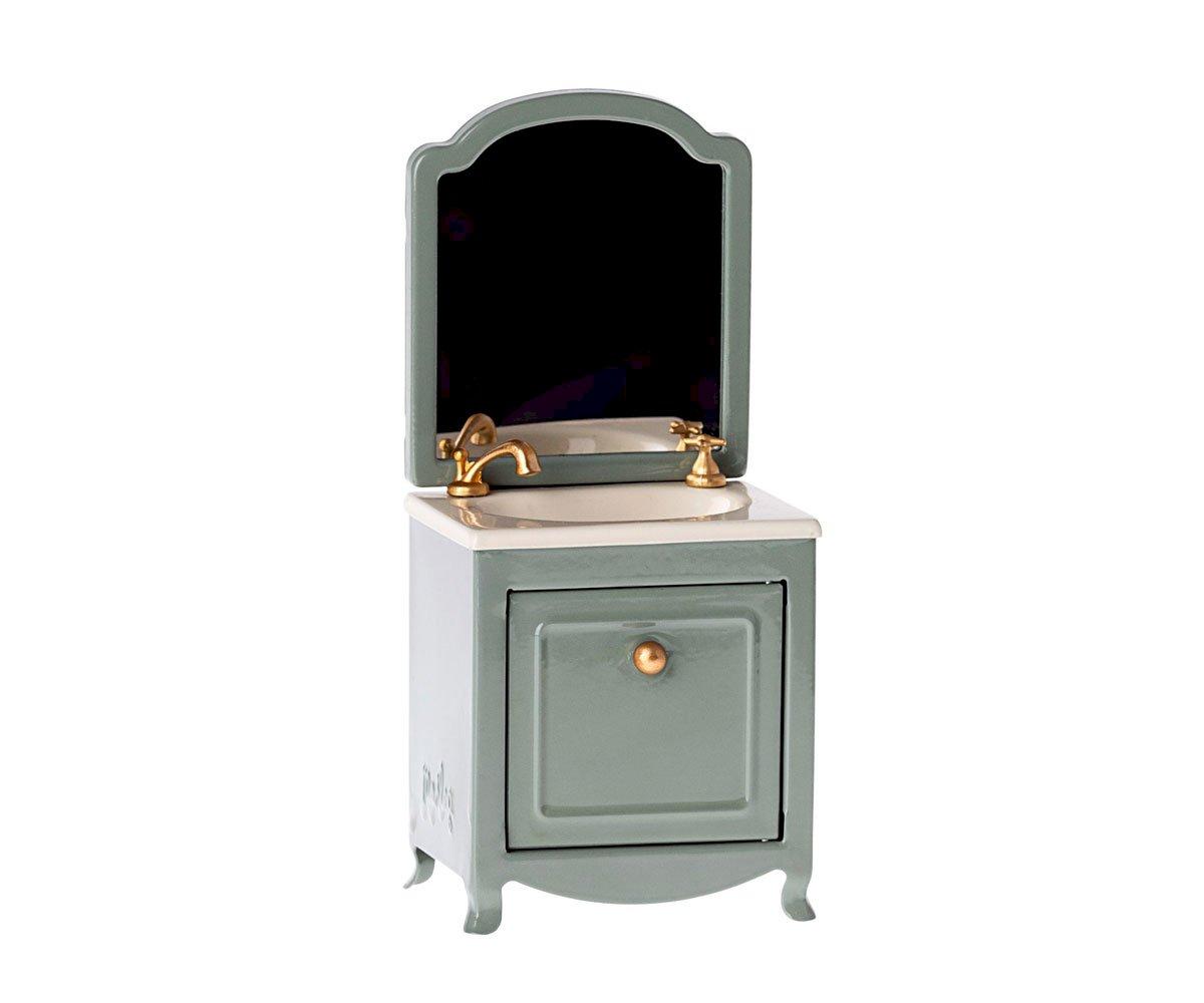 Lavabo Aparador con Espejo para Ratn Menta Oscuro