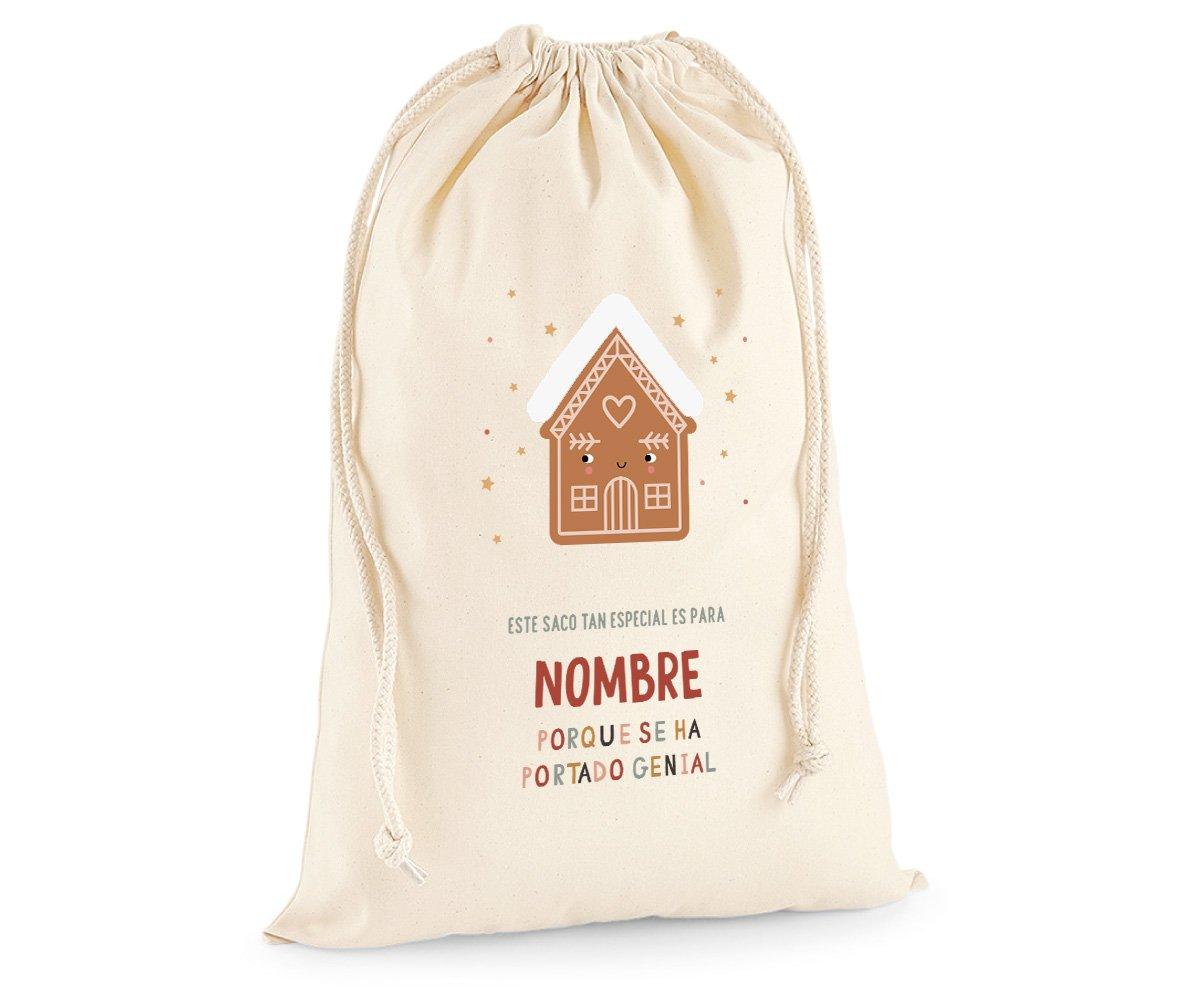 Bolsa Grande Presente  personalizada Gingerbread House  - Espanhol