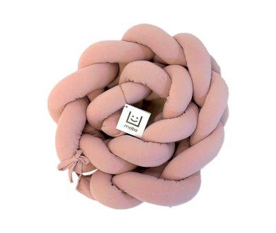 Protège-berceau tressé en coton rose 180 cm