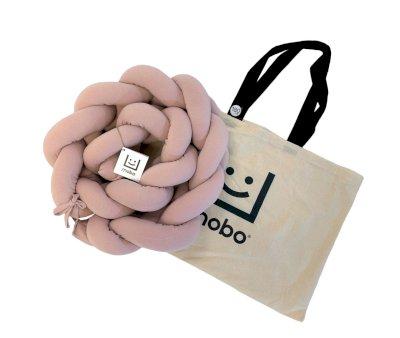 Protge-berceau tress en coton rose 180 cm