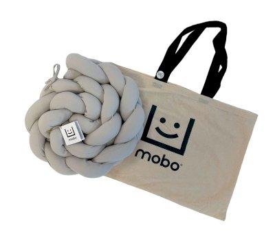 Protge-berceau tress en coton gris 180 cm