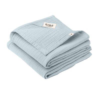 2 lingettes en mousseline BIBS Baby Blue