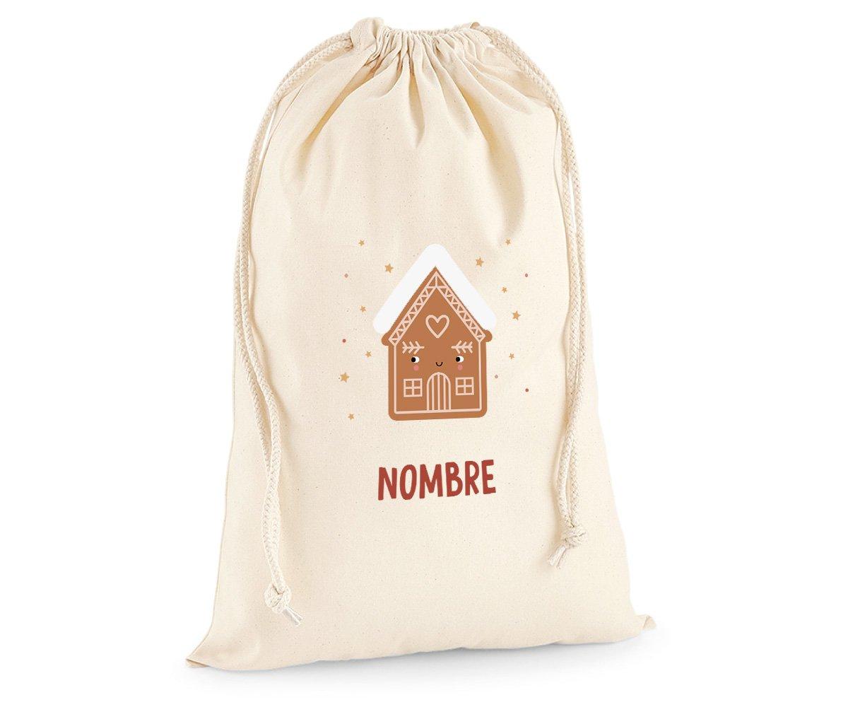 Bolsa Grande Personalizada para presentes Gingerbread House NAME