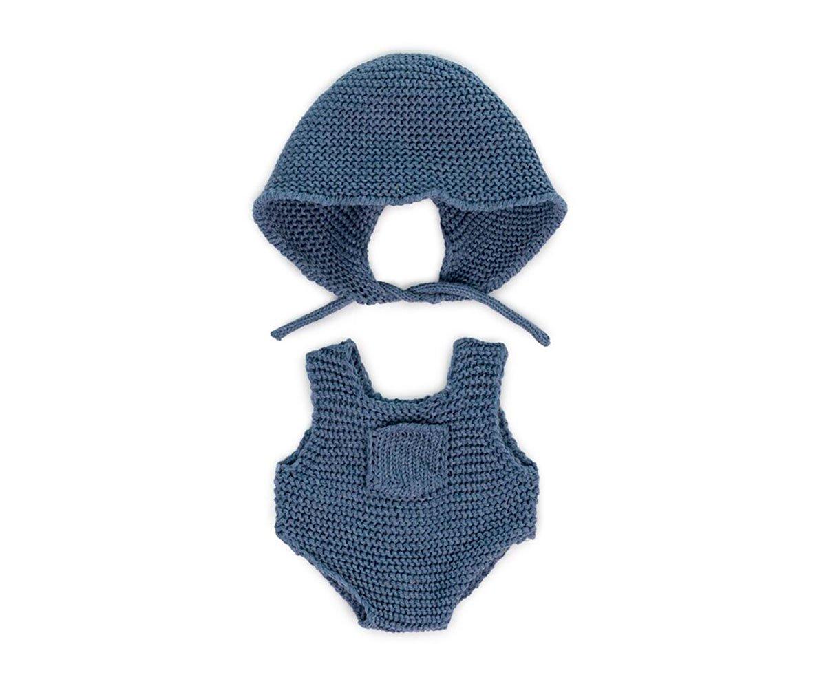 Conjunto Punto Pelele Y Gorro Azul Muñeco 21cm