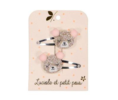 2 Clip Capelli Orsi Pompon Dorati