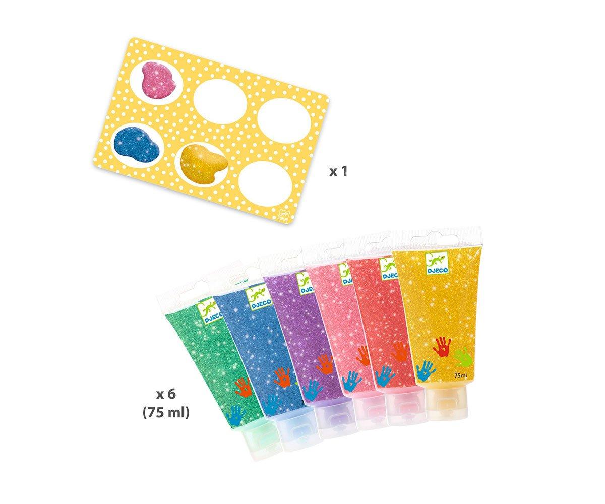 Colori a Dito 6 Tubi Tinte Glitter - Tutete